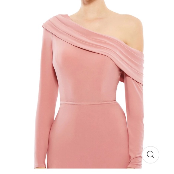 MAC DUGGAL SZ 8 DROP SHOULDER LONG SLEEVE COLUMN GOWN. NWT ROSE GOLD - Picture 3 of 7
